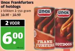 Poiesz Unox Frankfurters of hotdogs aanbieding