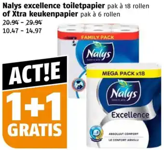 Poiesz Nalys excellence toiletpapier of Xtra keukenpapier aanbieding