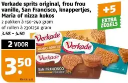 Poiesz Verkade sprits original, frou frou vanille, San Francisco, knappertjes, Maria of nizza kokos aanbieding