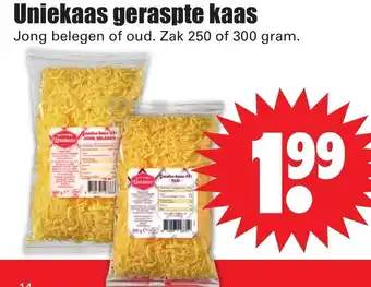 Dirk Uniekaas Geraspte Kaas 250-300g aanbieding