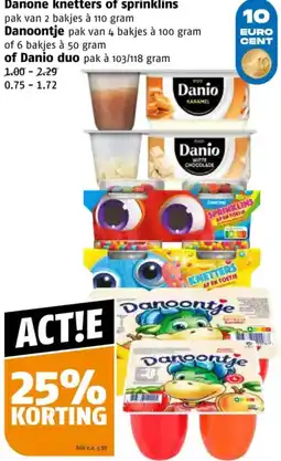 Poiesz Danone knetters of sprinklins, Danoontje of Danio duo aanbieding