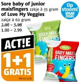 Poiesz Sore baby of junior maisfingers of Love My Veggies aanbieding