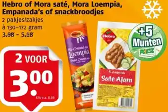 Poiesz Hebro of Mora saté, Mora Loempia, Empanada's of snackbroodjes aanbieding