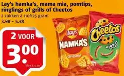 Poiesz Lay's hamka's, mama mia, pomtips, ringlings of grills of Cheetos aanbieding