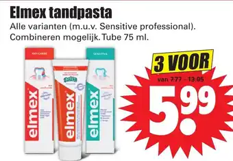 Dirk Elmex Tandpasta 3*75ml aanbieding