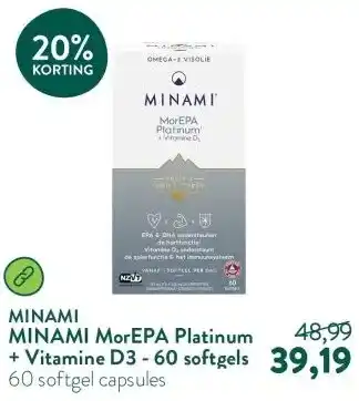 Holland & Barrett MINAMI MorEPA Platinum + Vitamine D3 - 60 softgels aanbieding