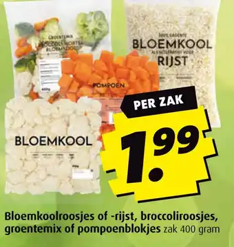 Boni Bloemkoolroosjes of rijst, broccoliroosjes, groentemix of pompoenblokjes aanbieding