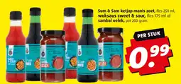 Boni Sum & Sam ketjap manis zoet,  woksaus sweet & sour,  of sambal oelek aanbieding