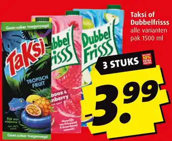 Boni Taksi of Dubbelfrisss aanbieding