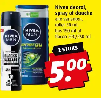 Boni Nivea deorol, spray of douche aanbieding