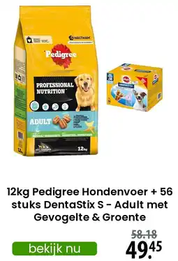 Zooplus Pedigree Hondenvoer + 56 stuks Dentastix S  Adult met aanbieding