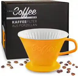 Amazon Creano Porselein koffiefilter - filter maat 4 voor filterzakken Gr. 1x4 - saffraangeel aanbieding