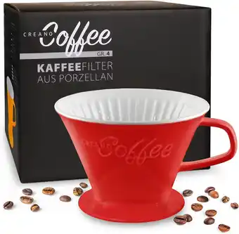 Amazon Creano Porseleinen koffiefilter - filter maat 4 voor filterzakken maat 1x4 - Rood aanbieding