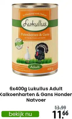 Zooplus Lukullus Adult Kalkoenharten & Gans Honden Natvoer aanbieding