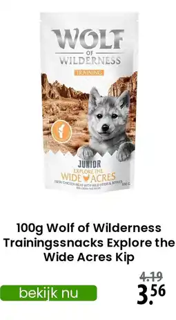 Zooplus Wolf of Wilderness Trainingssnacks Explore the Wide Acres Kip aanbieding