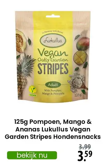 Zooplus Pompoen, Mango & Ananas Lukullus Vegan Garden Stripes Hondensnacks aanbieding