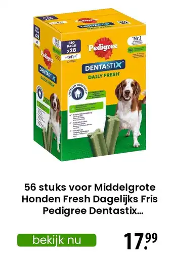 Zooplus Fresh Dagelijks Fris Pedigree Dentastix aanbieding