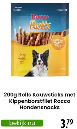 Zooplus Rolls Kauwsticks met Kippenborstfilet Rocco Hondensnacks aanbieding