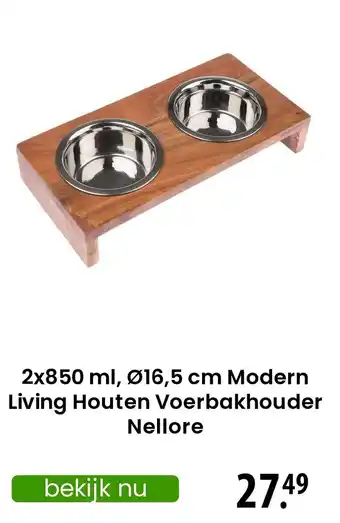 Zooplus Modern Living Houten Voerbakhouder Nellore aanbieding