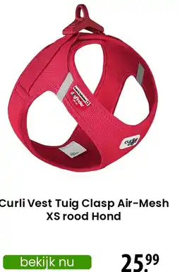 Zooplus Curli Vest Tuig Clasp Air-Mesh XS rood Hond aanbieding