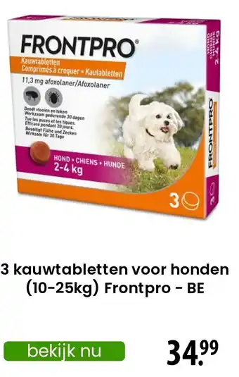 Zooplus 3 kauwtabletten voor honden Frontpro -BE aanbieding