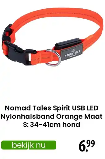 Zooplus Nomad Tales Spirit USB LED Nylonhalsband Orange Maat hond aanbieding