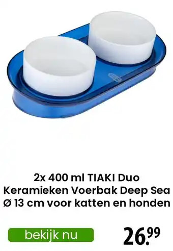 Zooplus TIAKI Duo Keramieken Voerbak Deep Sea  voor katten en honden aanbieding