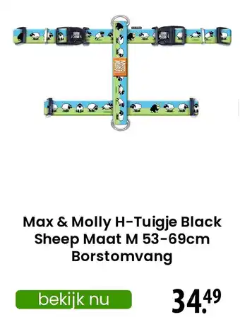 Zooplus Max & Molly H-Tuigje Black Sheep Maat Borstomvang aanbieding