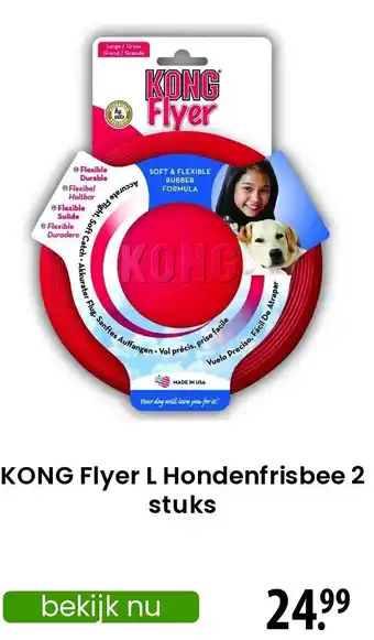 Zooplus KONG Flyer L Hondenfrisbee 2 stuks aanbieding