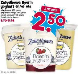 Boon`s Markt Zuivelhoeve Boer'n yoghurt en/of vla aanbieding