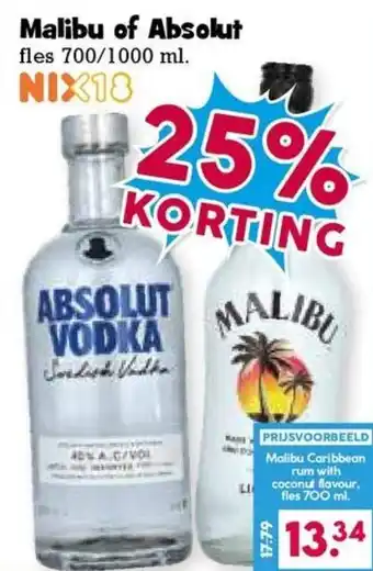 Boon`s Markt Malibu of Absolut aanbieding