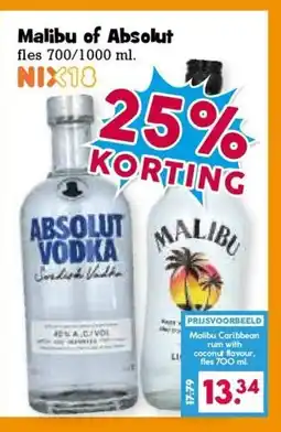 Boon`s Markt Malibu of Absolut fles aanbieding