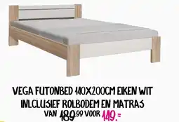 Baby & Tiener Vega futonbed  eiken wit inlclusief rolbodem en matras aanbieding