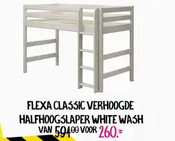 Baby & Tiener Flexa classic verhoogde halfhoogslaper white wash aanbieding