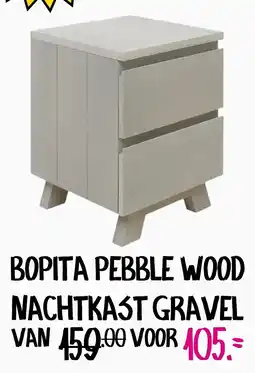 Baby & Tiener Bopita pebble wood nachtkast gravel aanbieding