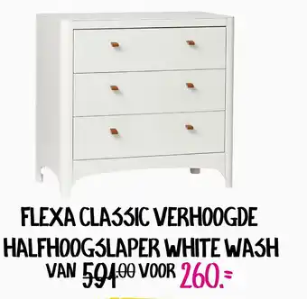 Baby & Tiener Flexa classic verhoogde halfhoogslaper white wash aanbieding