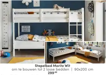 Baby & Tiener Stapelbed Moritz Wit aanbieding