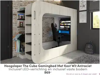 Baby & Tiener Hoogslaper The Cube Gamingbed Met Kast Wit Antraciet aanbieding