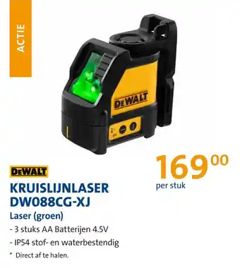 Jongeneel Dewalt kruislijnlaser DW088CG-XJ aanbieding