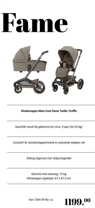 Van Asten BabySuperstore Kinderwagen Maxi-Cosi Fame Twillic Truffle aanbieding