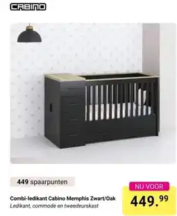 Van Asten BabySuperstore Combi-ledikant Cabino Memphis Zwart/Oak aanbieding