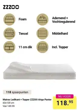 Van Asten BabySuperstore Matras Ledikant + Topper ZZZOO Airgo Panter aanbieding