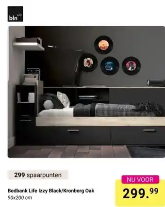 Van Asten BabySuperstore Bedbank Life Izzy Black/Kronberg Oak aanbieding