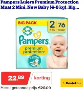 Bol.com Pampers Luiers Premium Protection Maat 2 Mini, New Baby (4-8 kg), Big... aanbieding