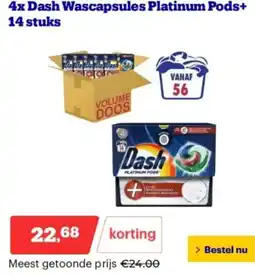 Bol.com 4x Dash Wascapsules Platinum Pods+ 14 stuks aanbieding