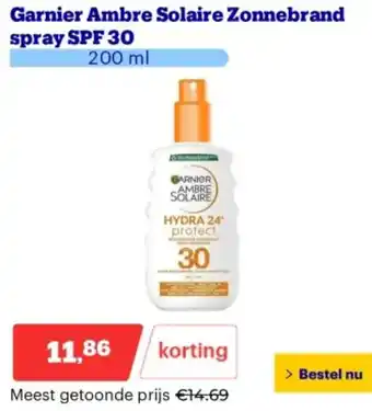 Bol.com Garnier Ambre Solaire Zonnebrand spray SPF 30 aanbieding