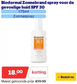 Bol.com Biodermal Zonnebrand spray voor de gevoelige huid SPF 30 aanbieding