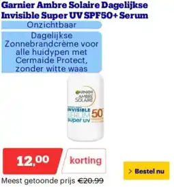 Bol.com Garnier Ambre Solaire Dagelijkse Invisible Super UV SPF50+ Serum aanbieding