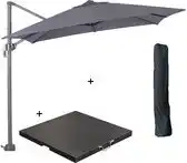 Bol.com Garden Impressions Hawaii zweefparasol S 250x250 - donker grijs met 80 kg parasolvoet en parasolhoes aanbieding