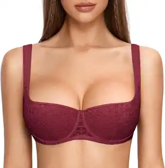 Amazon DOBREVA Vrouwen Push Up BH Balconette met beugel Sexy Kantjes Grote Maten Gewatteerd aanbieding